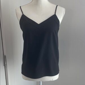 Elegant Black Women's Tank Top. V-neck trimmed all way around. Adjust straps